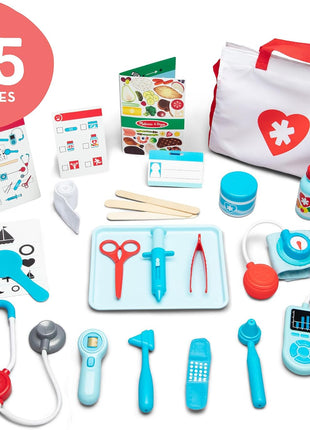 Melissa & Doug Get Well Doctor Kit, 25-Piece Toddler Doctor Play Set, Realistic Pretend Play Toys & Accessories, Preschool Toys for Girls & Boys Ages 3+