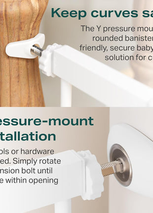 Cumbor 30-46" Baby Gate for Stairs, Auto Close Dog Gate for Doorways White | Toddler Safety Essentials for the House, Mom's Choice Awards Winner-Easy Install Pressure/Hardware Mounted Pet Gate for Dogs