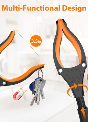 REWKCY 32 inch Grabber Reacher Tool, 2 Pack Foldable Reacher Grabber Pickup Tool with 360? Rotating Jaw & Magnet, Trash Picker Upper Grabber, Lightweight Grabbers for Seniors Heavy Duty