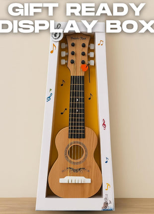 23" Acoustic Guitar, Kids 6 String Toy Guitar - Realistic Steel Strings - Beginner Practice First Musical Instrument for Children, Toddlers (Natural)