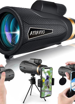 12x60 Monocular Telescope with Smartphone Holder & Upgraded Tripod, High Powered SMC & BAK4 Scope, Birthday Gifts for Men Dad Him Husband Teen, Gifts for Christmas, Outdoors Survival Hiking Gear