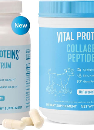 Vital Proteins Collagen Peptides Powder 19.3OZ and Bovine Colostrum Supplement 90 Capsules