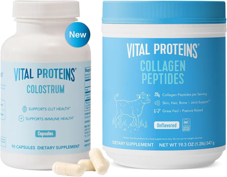 Vital Proteins Collagen Peptides Powder 19.3OZ and Bovine Colostrum Supplement 90 Capsules