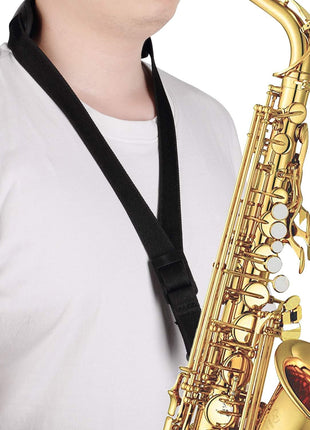 Upgraded Length Tenor Saxophone Neck Strap Soft Sax Leather Strap Padded for Alto and Tenor Saxophone