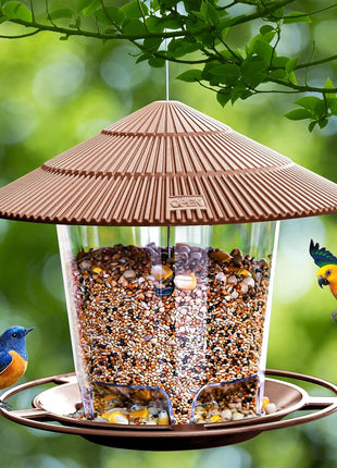 Bird Feeder Outdoor Hanging for Wild Bird Seed, Brown