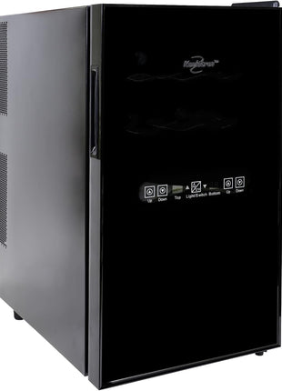 Koolatron 18 Bottle Dual Zone Wine Cooler, Black Thermoelectric Wine Fridge, 1.7 cu. ft (48L), Freestanding Wine Cellar, Red, White, Sparkling Wine Storage for Home Bar, Kitchen, Apartment, Condo