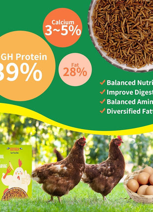 KAYHEN Dried Black Soldier Fly Larvae 10LB Non-GMO BSF Larvae for Chickens More Calcium Than Mealworms High-Protein Chickens Treats for Layer Hens Wild Birds Ducks