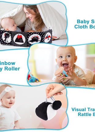 Montessori Toys for Babies 0-6 Months, Learning Educational Box Wooden Toys | Sensory Wooden Baby Infant Newborn Toys 0-6 Months | 1st First Birthday Gifts for 0 6 12 18 Months Boys Girls