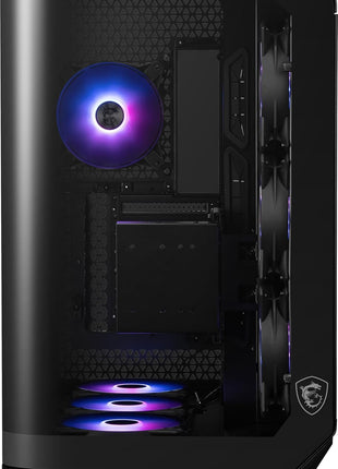 msi MAG PANO 120R PZ - ATX Mid-Tower Gaming PC Case - 270-degree Tempered Glass Panel - Liquid Cooling Support up to 360mm Radiator - Pre-Installed 7 ARGB Fans - VGA Bracket