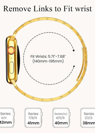STIROLL Thin Replacement Band Compatible for Apple Watch 38mm 40mm 41mm 42mm(Series 11 10), Stainless Steel Metal Wristband Women Men for iWatch SE Series 9 8 7 6 5 4 3 2 1, Gold