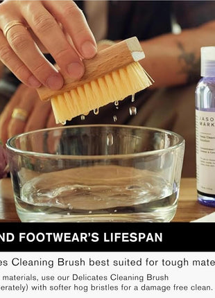 Jason Markk Essential Kit, Shoe Cleaner, 2-Piece Set, Deep Cleaning Solution & Durables Brush, Sneaker Care, Ideal for Footwear, Safe for Midsoles, Full-Grain Leather, Rubber, Plastic, and More, 4oz