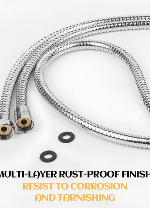 Klabb 59 Inch/150cm Stainless Steel Handheld Shower Hose, Flexible and Durable Replacement Hose with Brass Insert and Nut