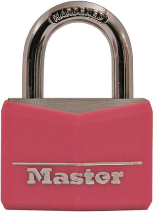 Master Lock Pink Covered Aluminum Keyed Padlock with Steel Shackle, Lock for Gym or School Locker with 1-9/16 Inch Lock Body, 146D