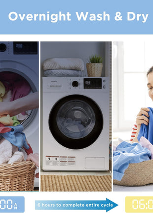 COMFEE' 24" Washer and Dryer Combo 2.7 cu.ft 26lbs Washing Machine Steam Care, Overnight Dry, No Shaking Front Load Full-Automatic Machine, Dorm White
