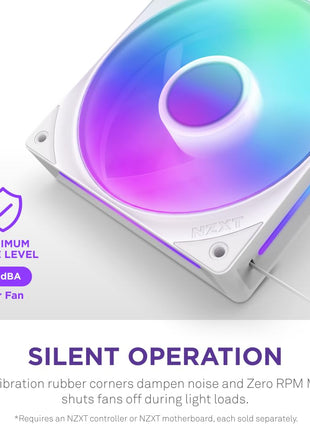 NZXT F360 RGB Core - 360mm Single-Frame RGB Fan Unit - White | 360mm single-frame unit with three 120mm RGB fans on one cable. Speed and lighting controlled through CAM.