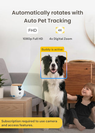Furbo Mini 360° [Subscription Required] New 2K QHD Pet Camera - Unlock w/Paid Plan: Dog & Cat Safety Alerts, Rotating Treat Toss, 2-Way Speaker (Low Risk, 3mo Min. Cancel Anytime)
