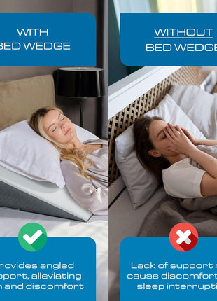 Kolbs Bed Wedge Pillow for Sleep Apnea, FSA Eligible Acid Reflux, and Back Pain Relief, with Chic Jacquard Cover - Headboard Wedges for Sleeping (Standard Width 7.5" Height)