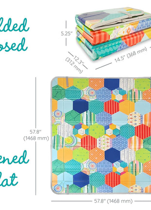 Infantino Foldable Foam Play Mat Reversible 57x57 in, Multicolor | Reversible design with two sides to play, Lightweight & portable, Water-resistant & wipeable, Folds flat for easy storage