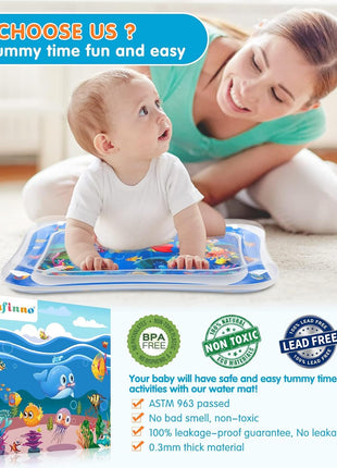 Infinno Inflatable Tummy Time Mat Premium Baby Water Play Mat for Infants and Toddlers Baby Toys for 3 to 24 Months, Strengthen Your Baby's Muscles, Portable