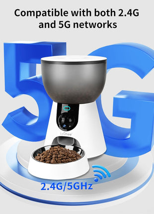Lychee Automatic Cat Feeder with Camera, 5G WiFi Pet Feeder, 1304P HD Video with Night Vision,2-Way Audio Smart App Control, 4L Dry Food Dispenser for Cats and Samll Dog