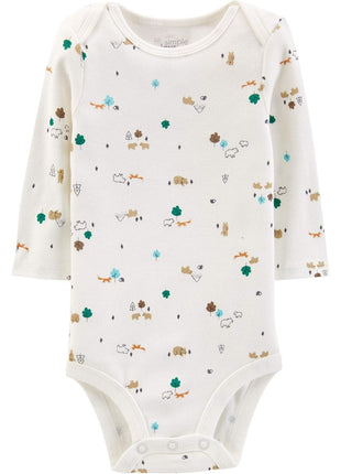 Simple Joys by Carter's Baby Boy's 5-Pack Long-Sleeve Bodysuit Shirt, bears/animals green/stripes, 3-6 Months