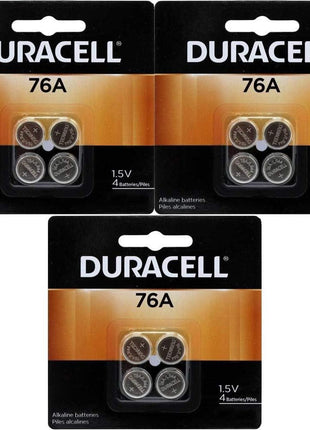Duracell 76A 1.5V Batteries, 4 Count (Pack of 1), 76A 1.5 Volt Battery, Equivalent to LR44, A76, and AG13, Long-lasting for Watches, Alarms, Calculators and More