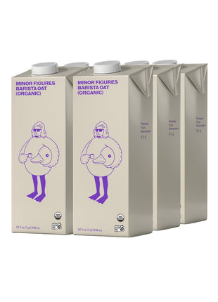 Minor Figures - Oat Milk - Organic - Barista Standard - 32 Oz - 6 Pack - Non-GMO - Plant-Based - Vegan - Dairy-Free - Shelf Stable - Unsweetened