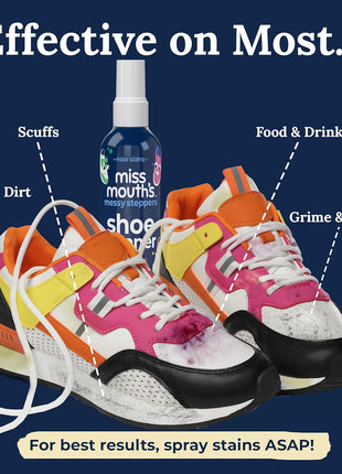 Miss Mouth's Messy Steppers Shoe Cleaner - 4oz Spray Ready To Use Sneaker Cleaner for Rubber, Canvas, Leather to Remove Dirt, Grass, Scuffs from makers of Miss Mouth's Messy Eater Stain Treater
