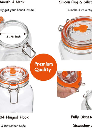 JILLMO 1.5L Wide Mouth Glass Fermentation Jar with Airlock & Weight, 2 Pack | Fermenting Kit for Making Sauerkraut, Kimchi, Pickles and Vegetables