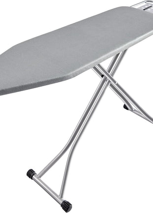 BKTD Ironing Board, Heat Resistant Cover Iron Board with Steam Rest, Non Slip Foldable Ironing Stand. Heavy Sturdy Metal Frame Legs Iron Stand(13 * 34 * 53 Inches) (Silver Gray)