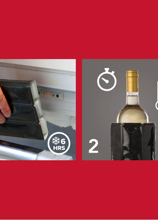Vacu Vin Wine Bottle Chiller – Flexible Wine Cooler Sleeve – Reusable Ice Pack Bottle Cooler – Portable Wine Chiller for White Wine and Red Wine – Silver