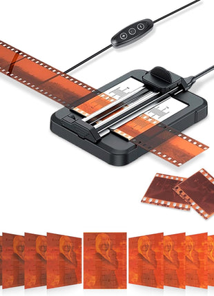 JJC Negative Slide Film Cutter for 35mm 120 Format Strips for Clean Cutting | Negative Cutter with 11-Level Brightness LED Backlight, USB-C Charging, Precision Marks to Assist with Cutting, Iron Base