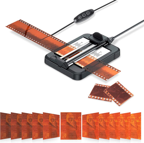 JJC Negative Slide Film Cutter for 35mm 120 Format Strips for Clean Cutting | Negative Cutter with 11-Level Brightness LED Backlight, USB-C Charging, Precision Marks to Assist with Cutting, Iron Base