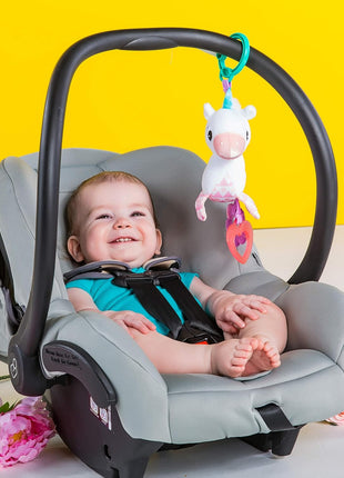 Bright Starts Unicorn Sparkle & Shine Plush Take-Along Stroller or Carrier Toy, Ages 0 Month+, Pink
