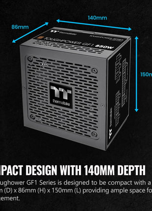 Thermaltake GF1 Fully Modular ATX 850W Power Supply - 80 Plus Gold - Ultra Quiet - Zero RPM, PS-TPD-0850FNFAGU-P