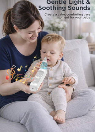 Koalababy Electric Nasal Aspirator for Baby, Large Flow, Baby Nose Sucker with 3 Suction Levels, Rechargeable Nose Cleaner for Toddlers, Music and Light Soothing, Soft Silicone Tips