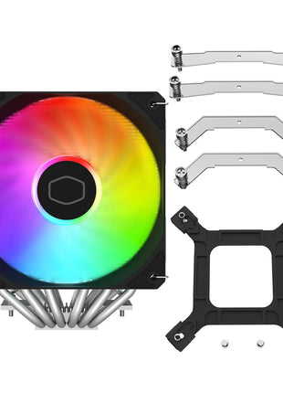 Cooler Master Hyper 620S Dual Tower ARGB CPU Air Cooler, 120mm PWM Fan, 6 Heat Pipes, Silver Nickel-Plated Copper, 154.9mm Tall, AMD Ryzen AM5|AM4, Intel LGA 1851|1700|1200 Brackets