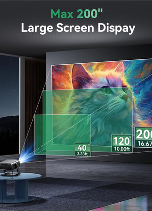 Projector with WiFi and Bluetooth, Support Decoding Projector 4K, 1200 ANSI 180° Rotatable with Native 1080P Mini Projector, Auto Keystone, Portable Smart Outdoor Home Movie Projectors