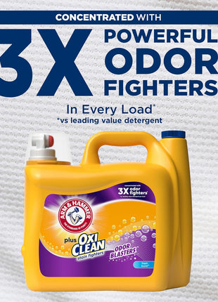 ARM & HAMMER Plus OxiClean Odor Blasters Liquid Laundry Detergent | Fresh Burst Scent, 128 Loads, 166.5 fl oz