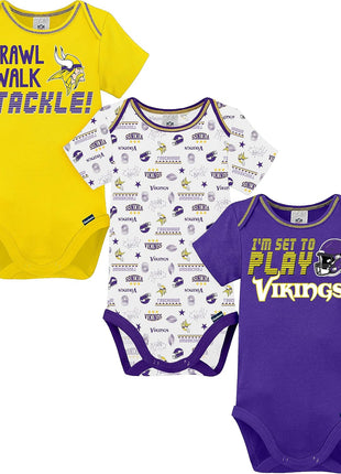 Gerber NFL Unisex-Baby NFL Team 3 Pack Short Sleeve Onesie Bodysuit