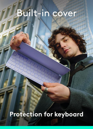 Logitech Keys-to-GO 2 Portable Bluetooth Tablet Keyboard with Built-in Cover, Slim & Compact Wireless Keyboard for Windows, Android, Linux, iPad, iPhone, Mac, Apple TV - Lilac