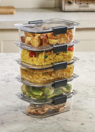Rubbermaid Brilliance Food Storage Containers BPA Free Airtight Lids Ideal for Lunch Meal Prep & Leftovers Set of 5 (3.2 Cup)