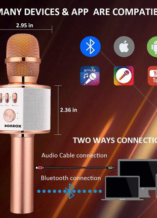 BONAOK Wireless Bluetooth Karaoke Microphone,3-in-1 Portable Handheld Karaoke Mic Speaker Machine Home Party Birthday for All Smartphones PC(Q37 Rose Gold)