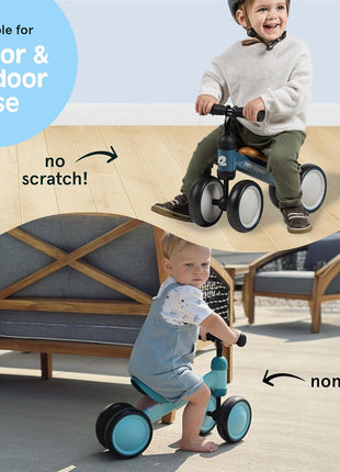 Retrospec Cricket Baby Balance Bike, 4-Wheel Ride-On Toy for Ages 12-24 Months – First Bike & Toddler Bike for 1 Year Old Boys & Girls, First Birthday Gift