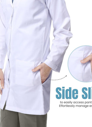 NY Threads Professional Lab Coat for Men Long Sleeve Medical Coat 1 Pack, Large, White