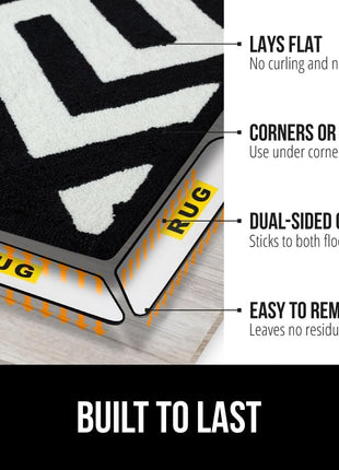 GORILLA GRIP Rug Gripper Pads, Keep Area Rugs Corners from Curling and Bunching, Reusable Dual Sided Flexible Sticky Pad, Grips Floor Underlayment, Hold Carpet in Place on Hardwood Floors, 8 Pack