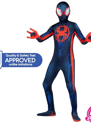 Marvel Miles Morales: Spider-Man Official Youth Deluxe Zentai Costume - Stretch Spandex with Hidden Zippers, Wrist Slits (M) Multi
