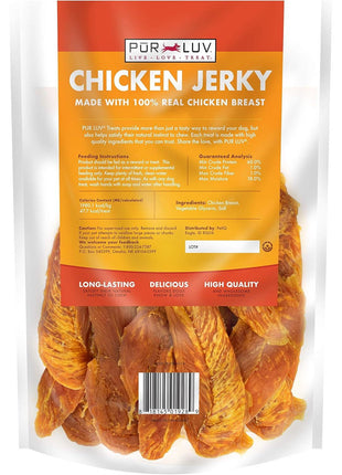 Pur Luv Dog Treats, Chicken Jerky for Dogs, Made with 100% Real Chicken Breast, 16 Ounces, Healthy, Easily Digestible, Long-Lasting, High Protein Dog Treat, Satisfies Dog's Urge to Chew