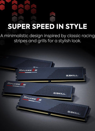 G.SKILL Ripjaws S5 Series DDR5 RAM (Intel XMP 3.0) 64GB (2x32GB) 6400MT/s CL32-39-39-102 1.40V Desktop Computer Memory U-DIMM - Matte Black (F5-6400J3239G32GX2-RS5K)