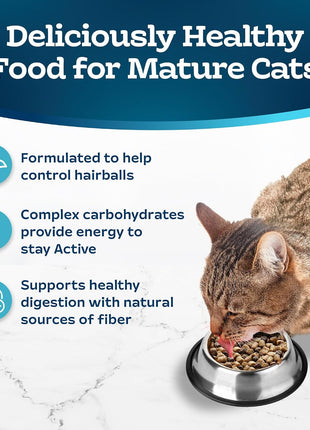 Blue Buffalo Tastefuls Natural Dry Food for Adult Cats 7+,Hairball Control,Chicken & Brown Rice Recipe,7-lb. Bag,(Pack of 2)